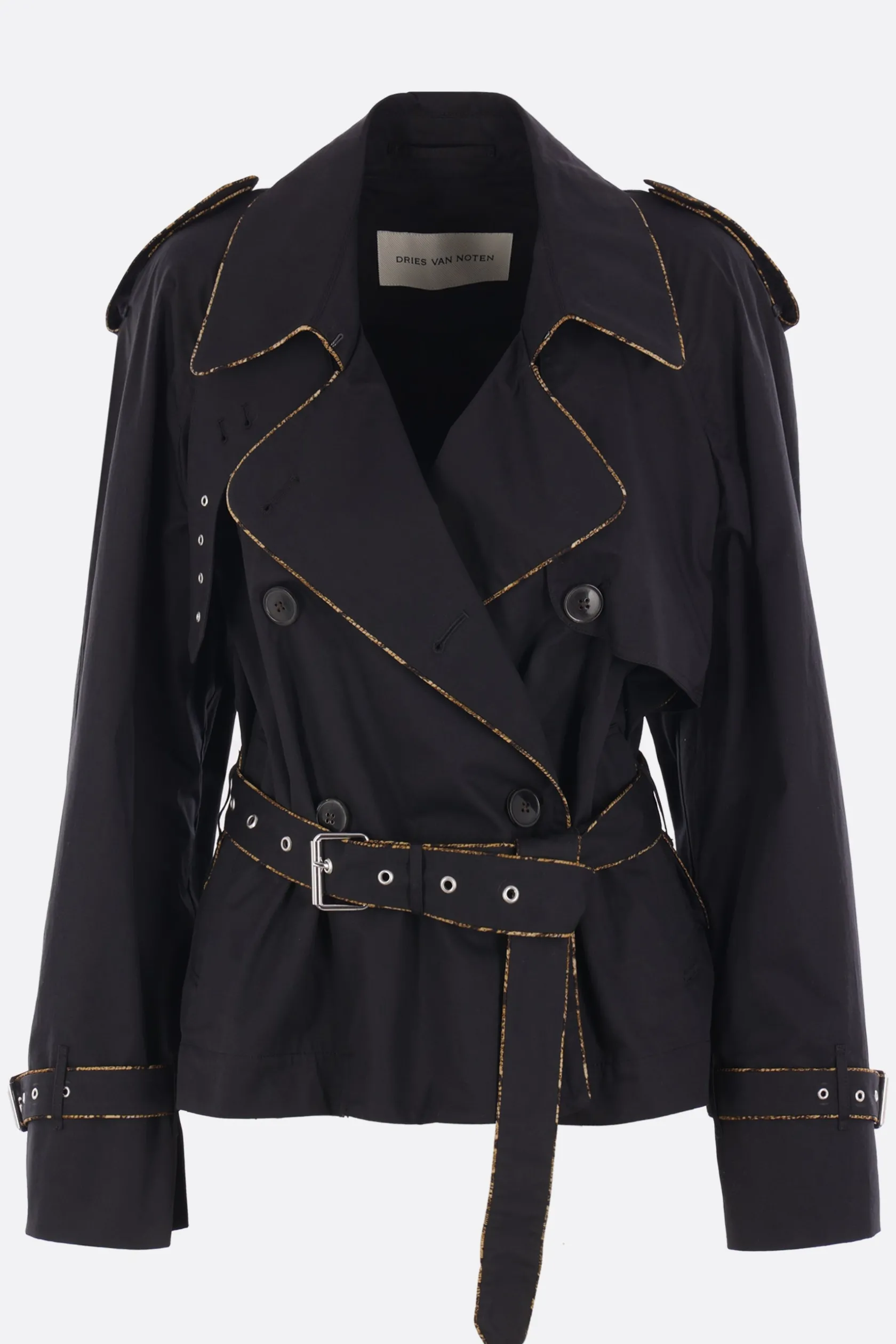 Capispalla>DRIES VAN NOTEN trench corto Risto in cotone Nero