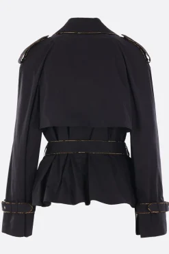 Capispalla>DRIES VAN NOTEN trench corto Risto in cotone Nero