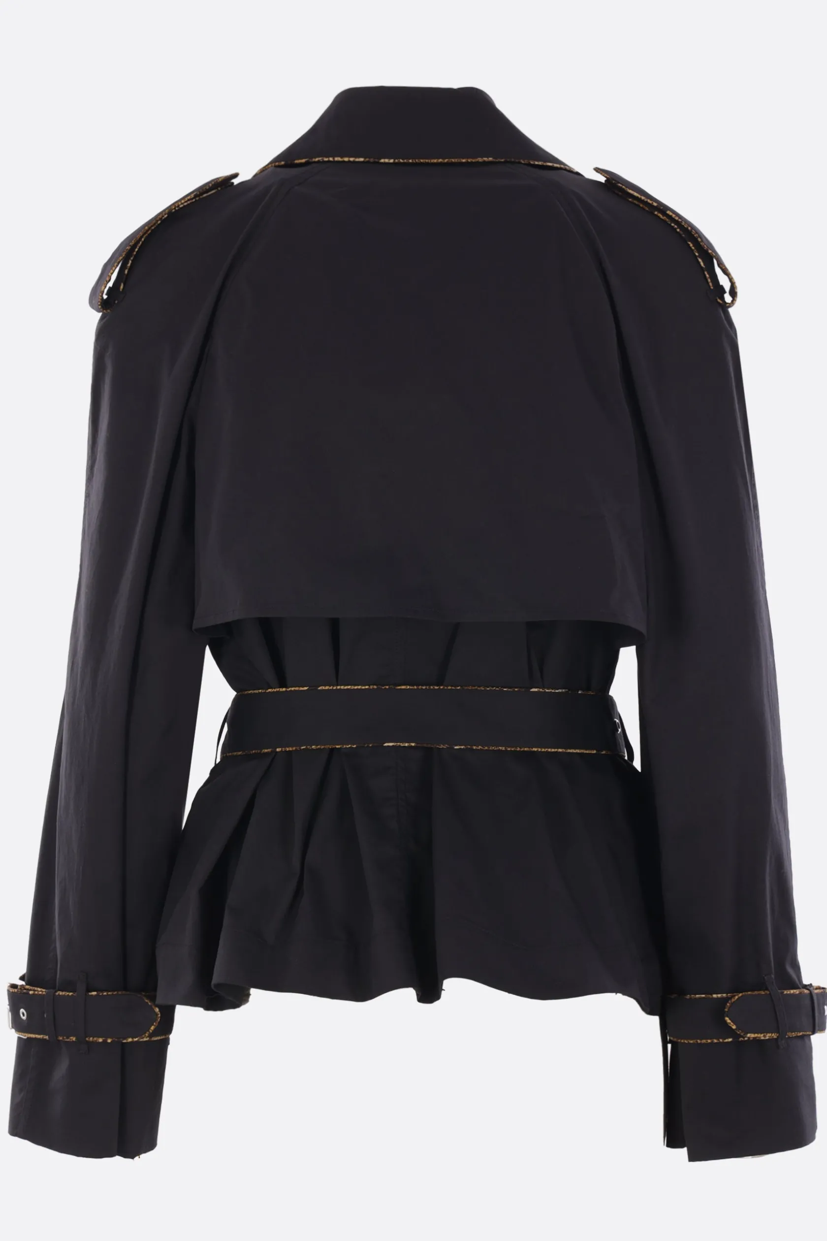 Capispalla>DRIES VAN NOTEN trench corto Risto in cotone Nero