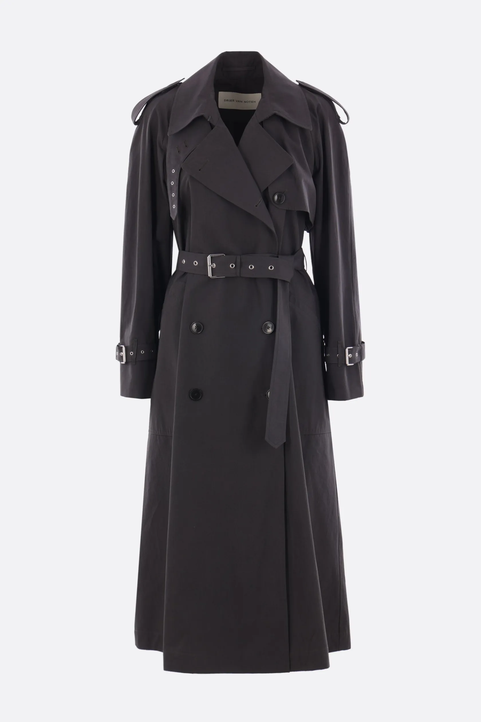 Capispalla>DRIES VAN NOTEN trench doppiopetto Risto in cotone Grigio