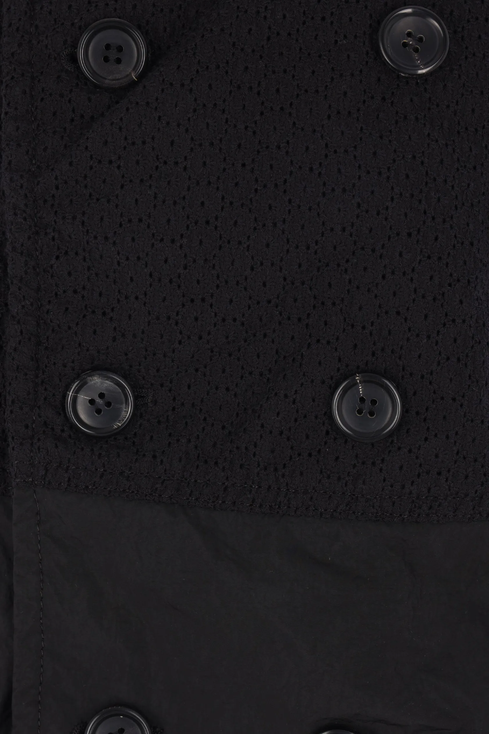 Capispalla>TAO COMME DES GARÇONS trench in cotone ricamato e taffetà tecnico Nero