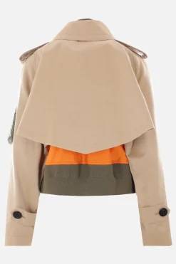 Capispalla>SACAI trench in gabardine con gilet in nylon Neutro