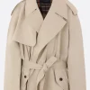 Capispalla>BALENCIAGA trench oversize in twill con cintura Neutro