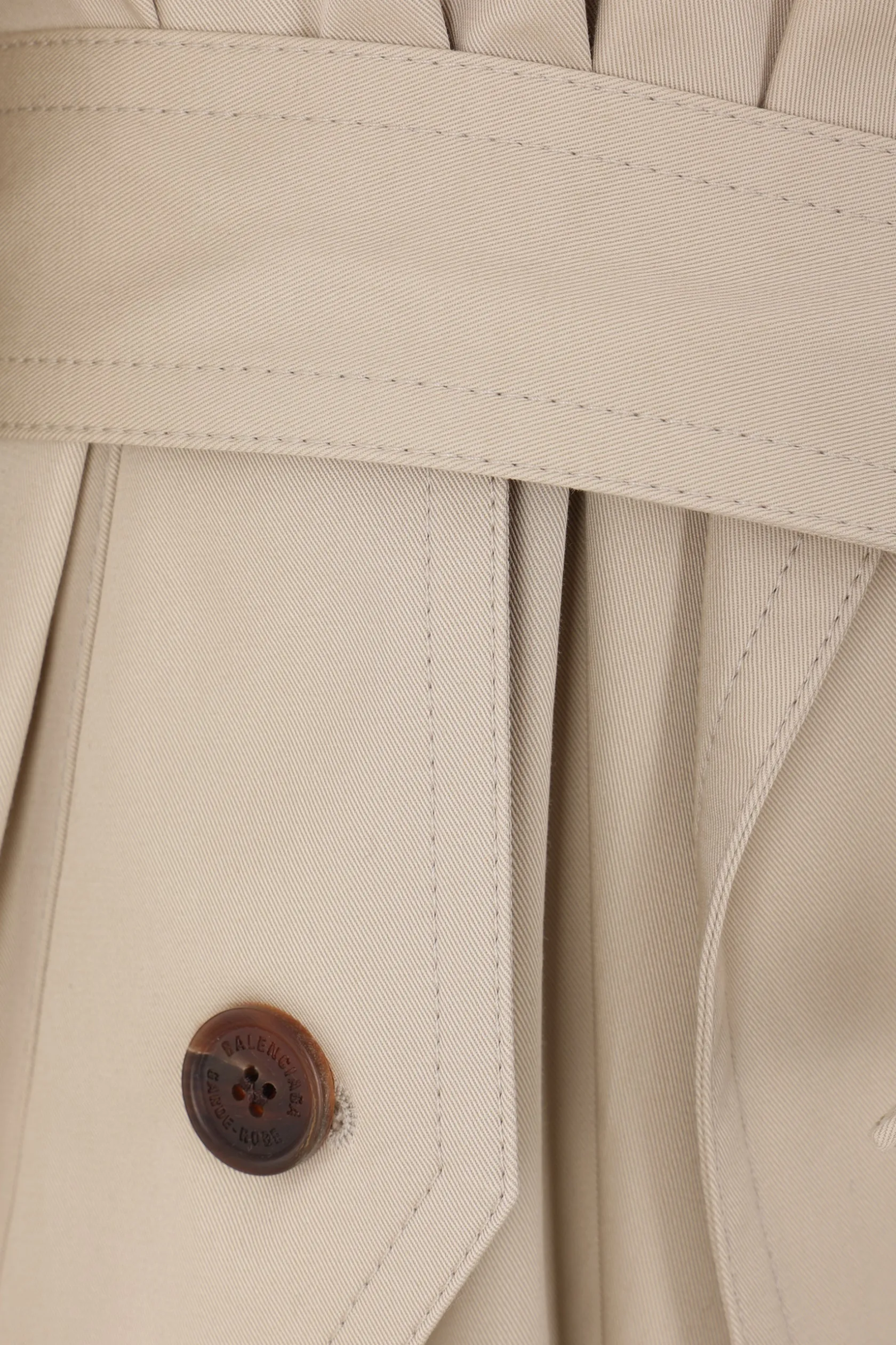 Capispalla>BALENCIAGA trench oversize in twill con cintura Neutro