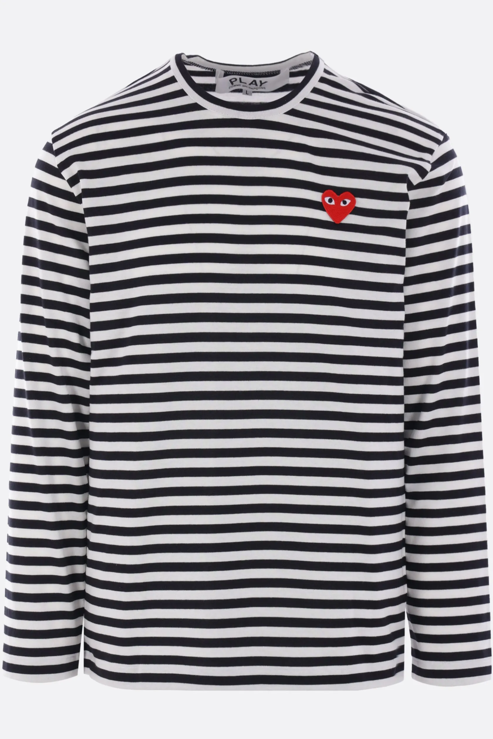 Topwear>COMME DES GARÇONS PLAY t-shirt a maniche lunghe in cotone patch logo Heart Nero