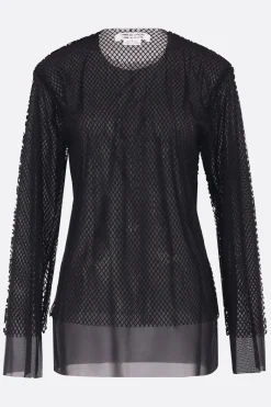 Topwear>COMME DES GARÇONS COMME des GARÇONS t-shirt a maniche lunghe in jersey e rete Nero