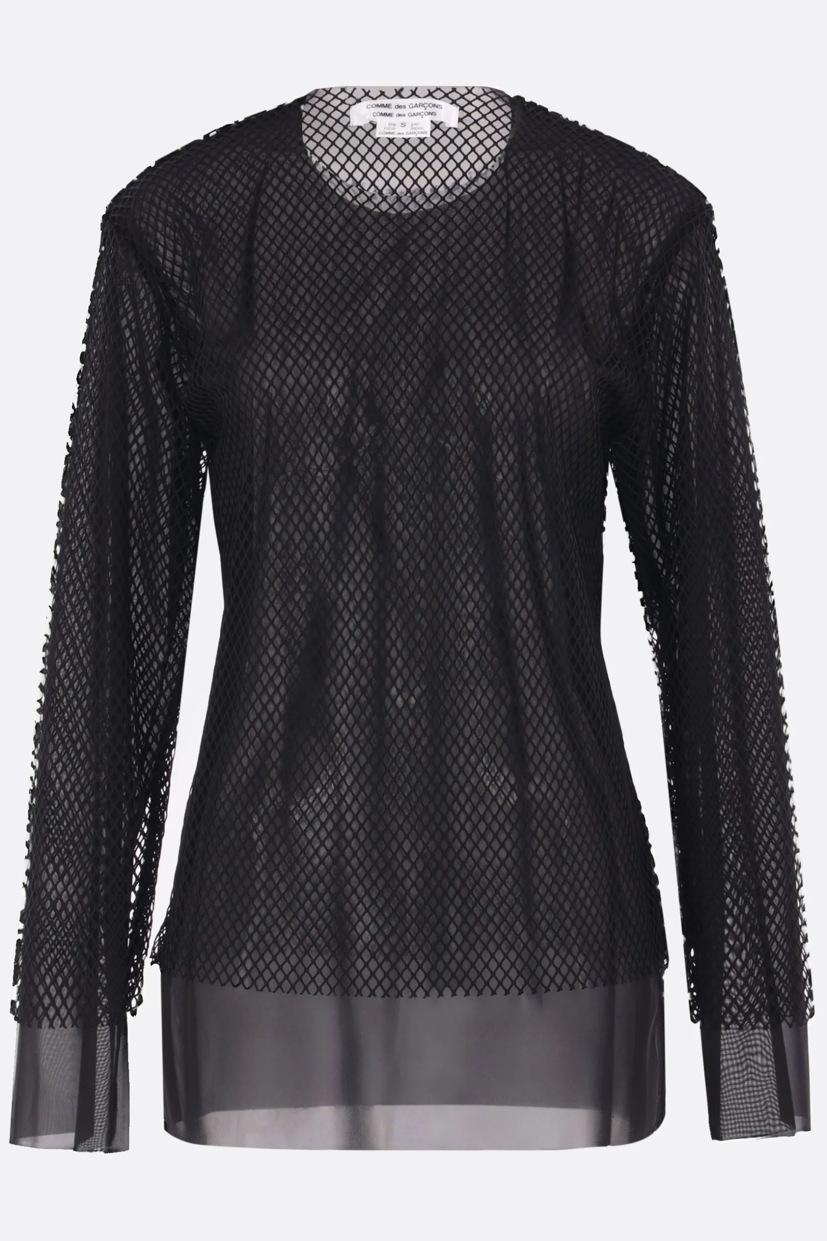 Topwear>COMME DES GARÇONS COMME des GARÇONS t-shirt a maniche lunghe in jersey e rete Nero