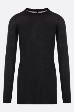 Topwear>RICK OWENS t-shirt a maniche lunghe in jersey a costine Nero