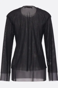 Topwear>COMME DES GARÇONS COMME des GARÇONS t-shirt a maniche lunghe in jersey e rete Nero