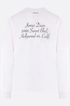 Topwear>SACAI t-shirt a maniche lunghe James Dean in cotone Bianco