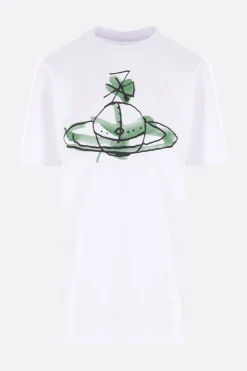 Topwear>VIVIENNE WESTWOOD t-shirt Drawn Orb Classic in cotone Bianco