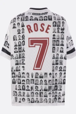 Topwear>MARTINE ROSE t-shirt Faces in jacquard Bianco