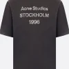Topwear>ACNE STUDIOS t-shirt in cotone e canapa stampa 1996 Nero