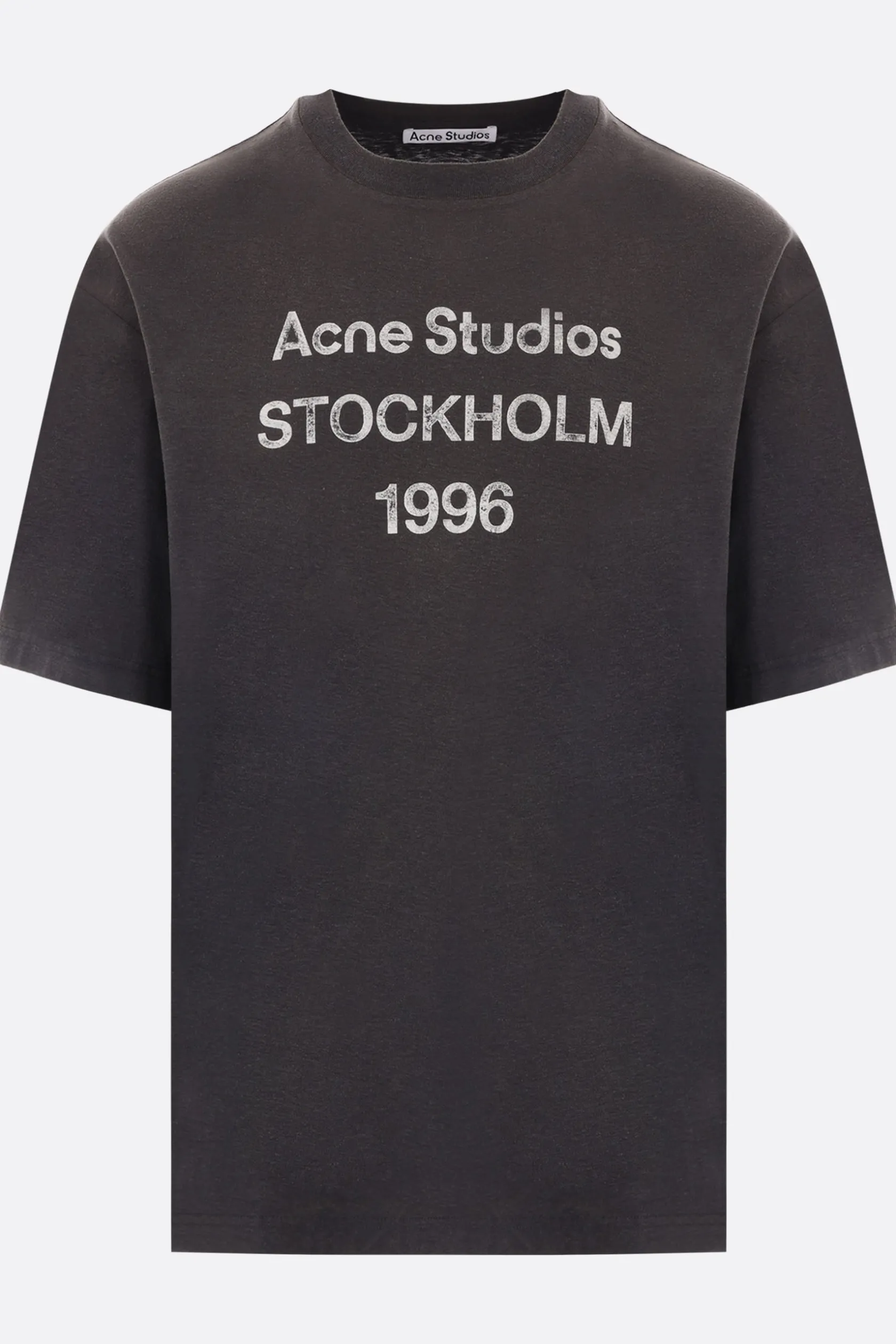 Topwear>ACNE STUDIOS t-shirt in cotone e canapa stampa 1996 Nero