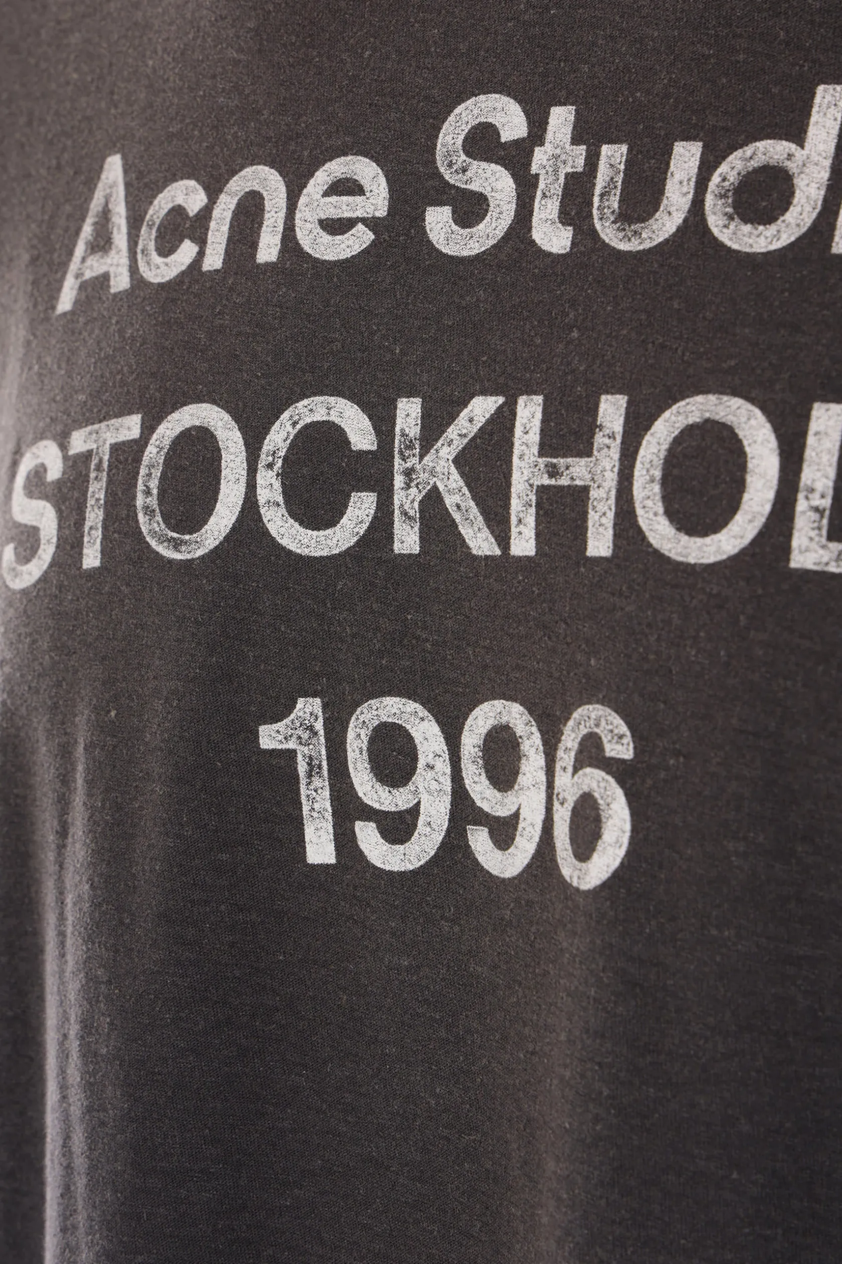 Topwear>ACNE STUDIOS t-shirt in cotone e canapa stampa 1996 Nero