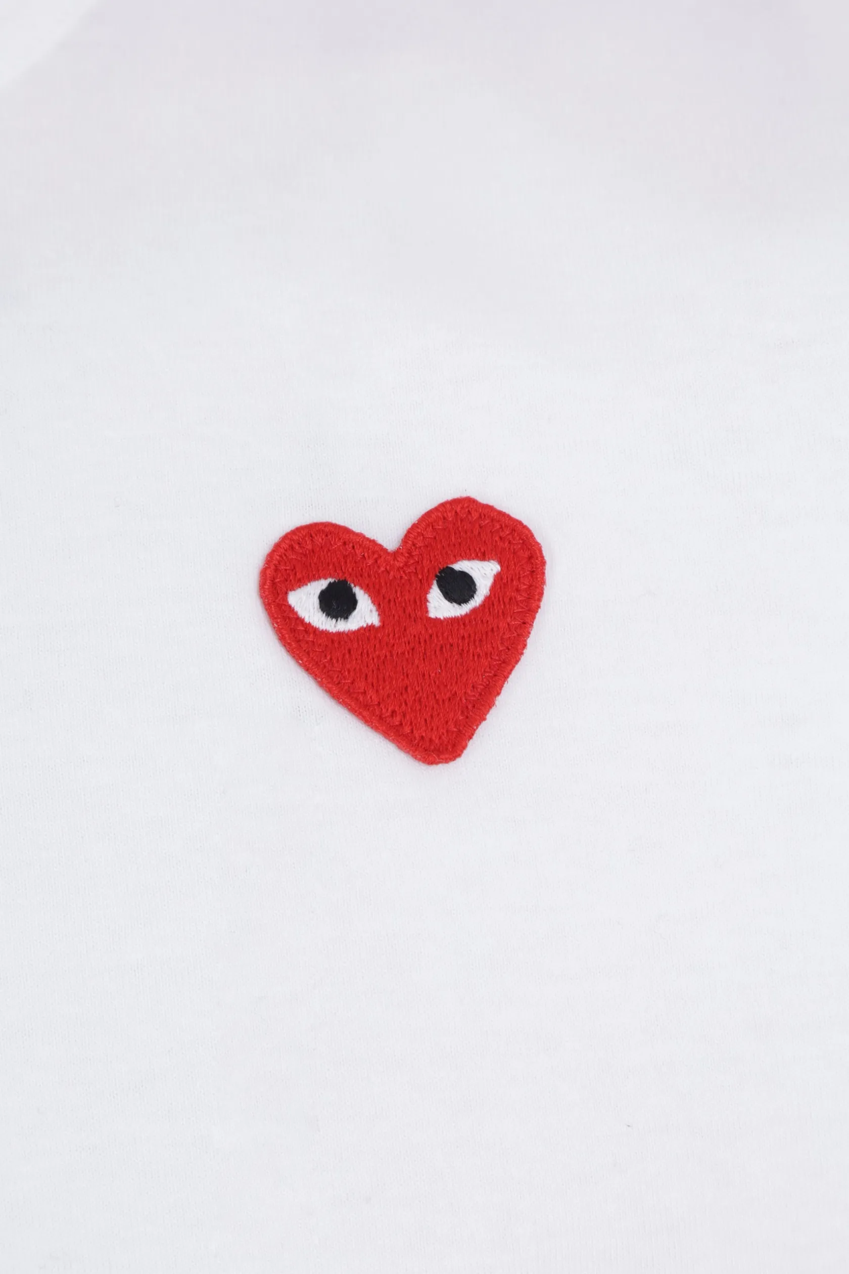 Topwear>COMME DES GARÇONS PLAY t-shirt in cotone in cotone patch Heart Bianco