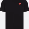 Topwear>COMME DES GARÇONS PLAY t-shirt in cotone patch Heart Nero