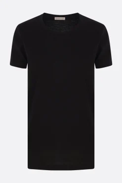 Topwear>MONCLER t-shirt in cotone patch logo Nero