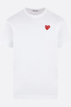 Topwear>COMME DES GARÇONS PLAY t-shirt in cotone patch logo Heart Bianco