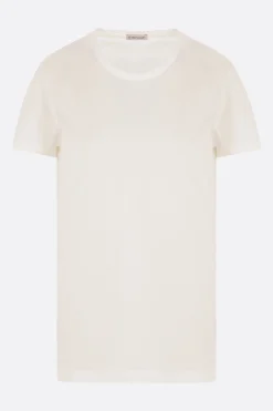 Topwear>MONCLER t-shirt in cotone patch logo Bianco