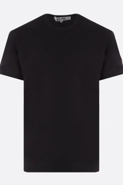 Topwear>COMME DES GARÇONS PLAY t-shirt in cotone patch logo Nero