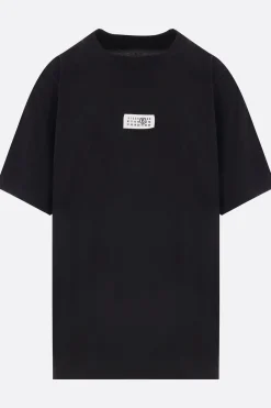 Topwear>MM6 t-shirt in cotone patch logo numerico Nero