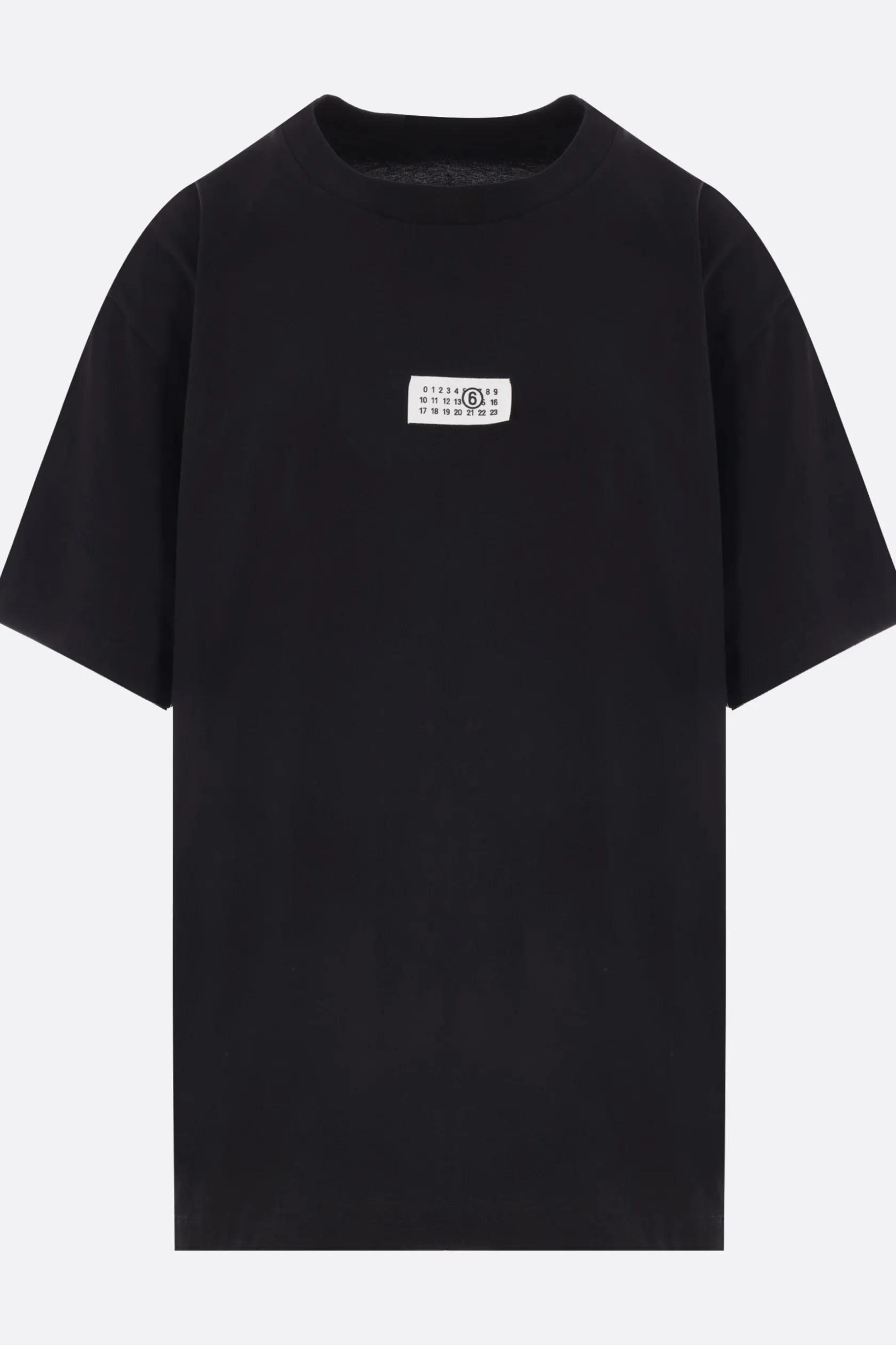 Topwear>MM6 t-shirt in cotone patch logo numerico Nero