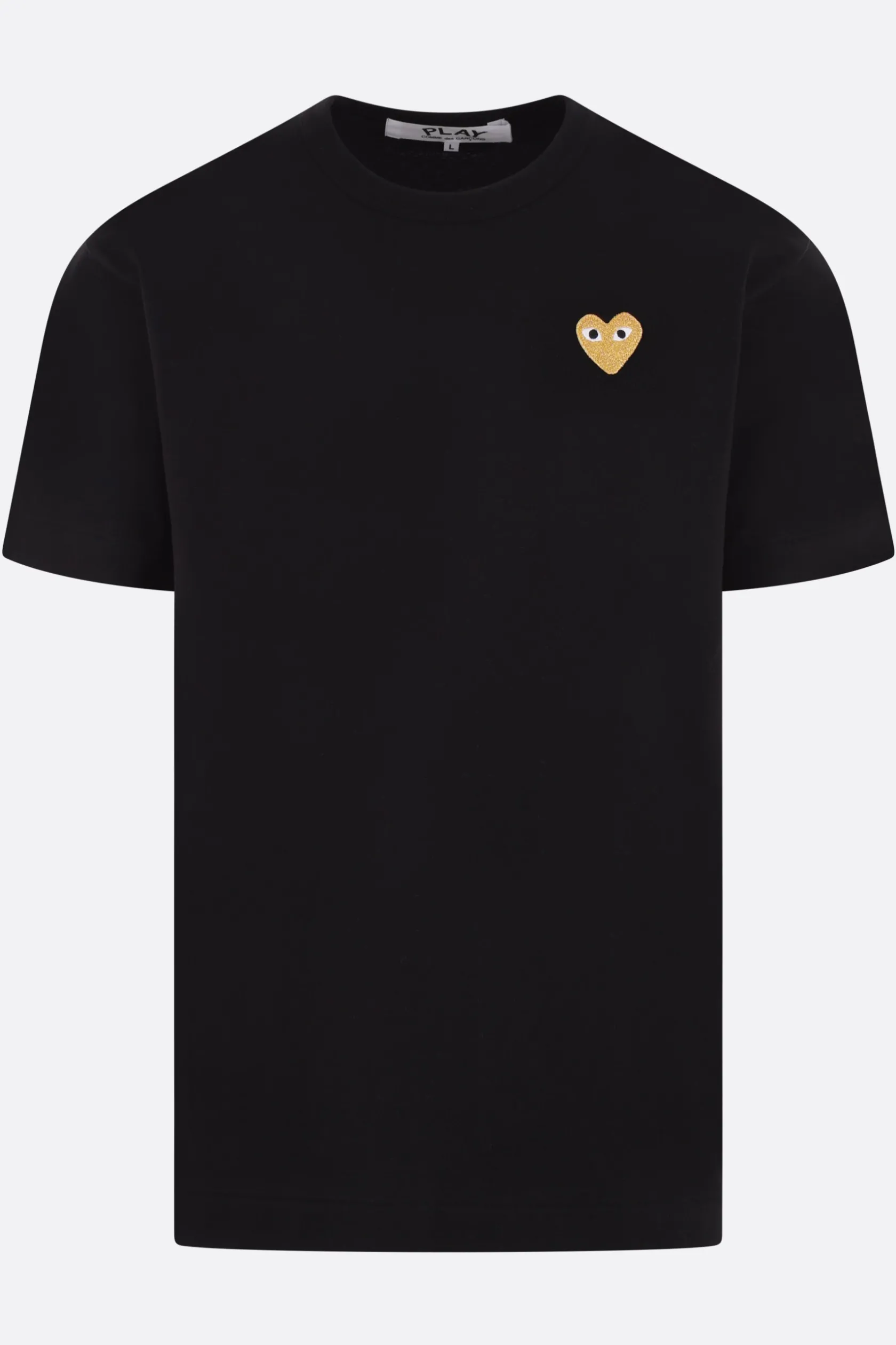 Topwear>COMME DES GARÇONS PLAY t-shirt in cotone patch logo Heart lamé Nero