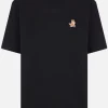 Topwear>MAISON KITSUNÉ t-shirt in cotone patch Speedy Fox Head Nero