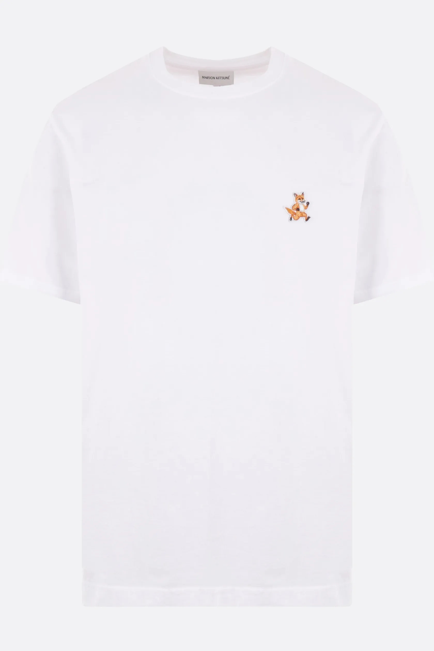 Topwear>MAISON KITSUNÉ t-shirt in cotone patch Speedy Fox Bianco