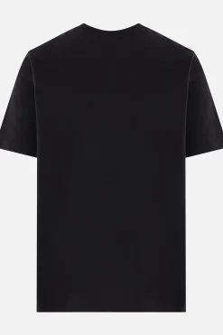 Topwear>MONCLER t-shirt in cotone patch Varsity Logo Nero