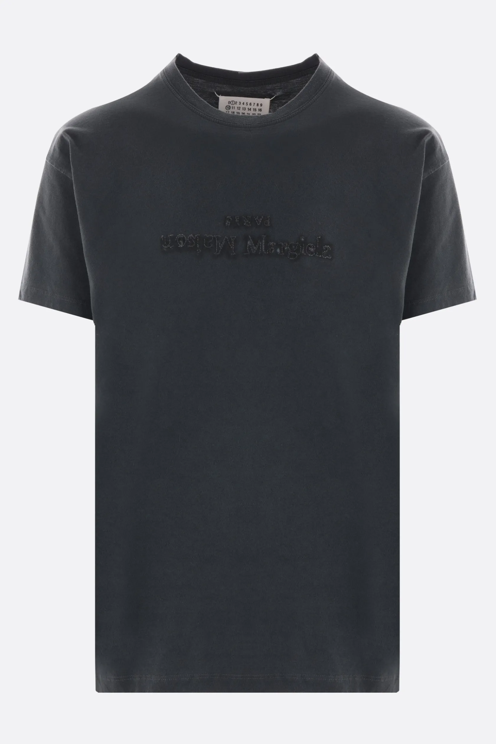Topwear>MAISON MARGIELA t-shirt in cotone ricamo logo Nero