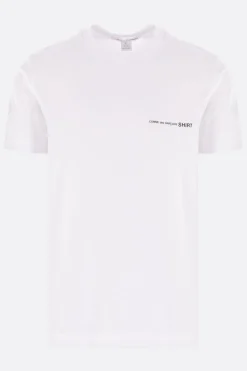 Topwear>COMME DES GARÇONS SHIRT t-shirt in cotone stampa logo Bianco