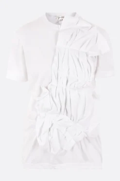 Topwear>COMME DES GARÇONS t-shirt in jersey con rouches Bianco