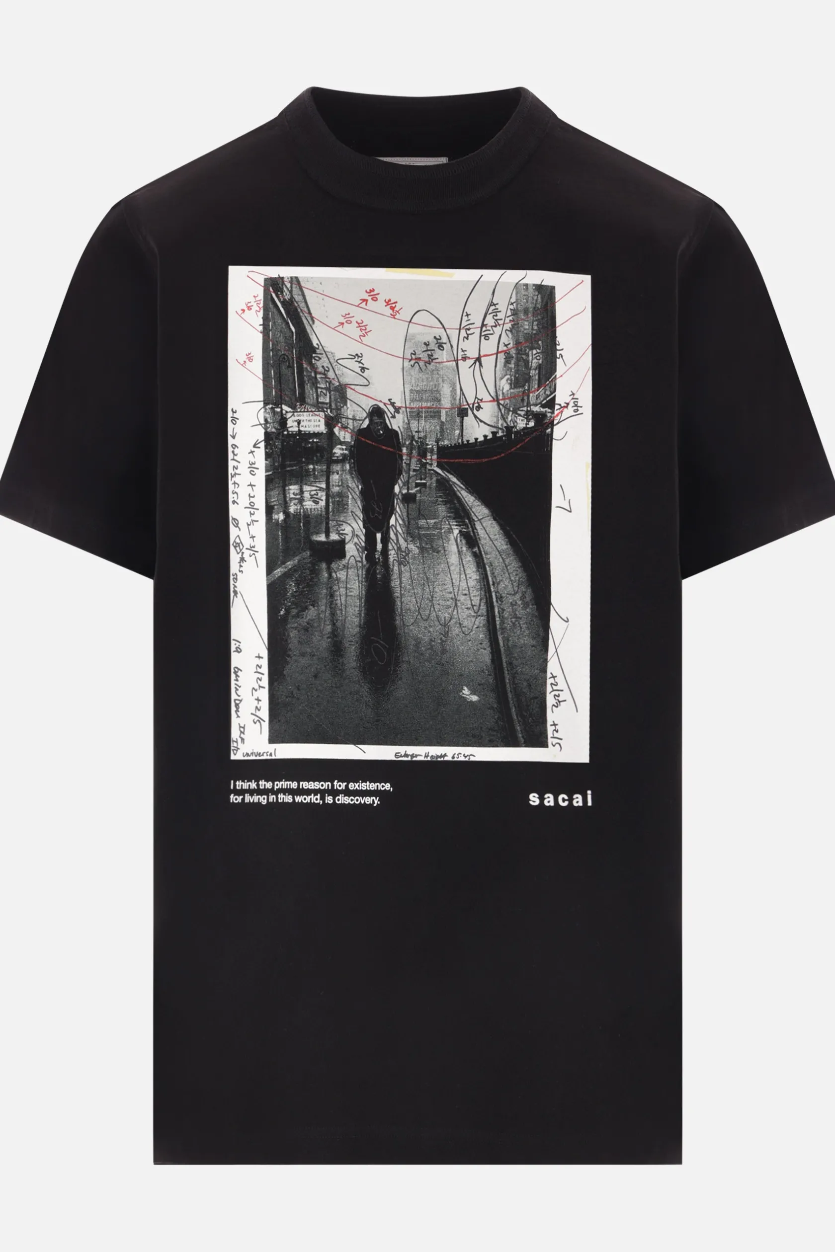 Topwear>SACAI t-shirt James Dean in cotone Nero