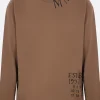 Topwear>MM6 t-shirt oversize a maniche lunghe in cotone Marrone