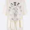 Topwear>VAQUERA t-shirt oversize in cotone con top sovrapposto Bianco
