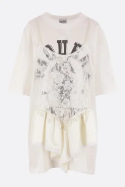 Topwear>VAQUERA t-shirt oversize in cotone con top sovrapposto Bianco