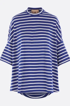 Topwear>PLAN C t-shirt oversize in jersey a righe Blu