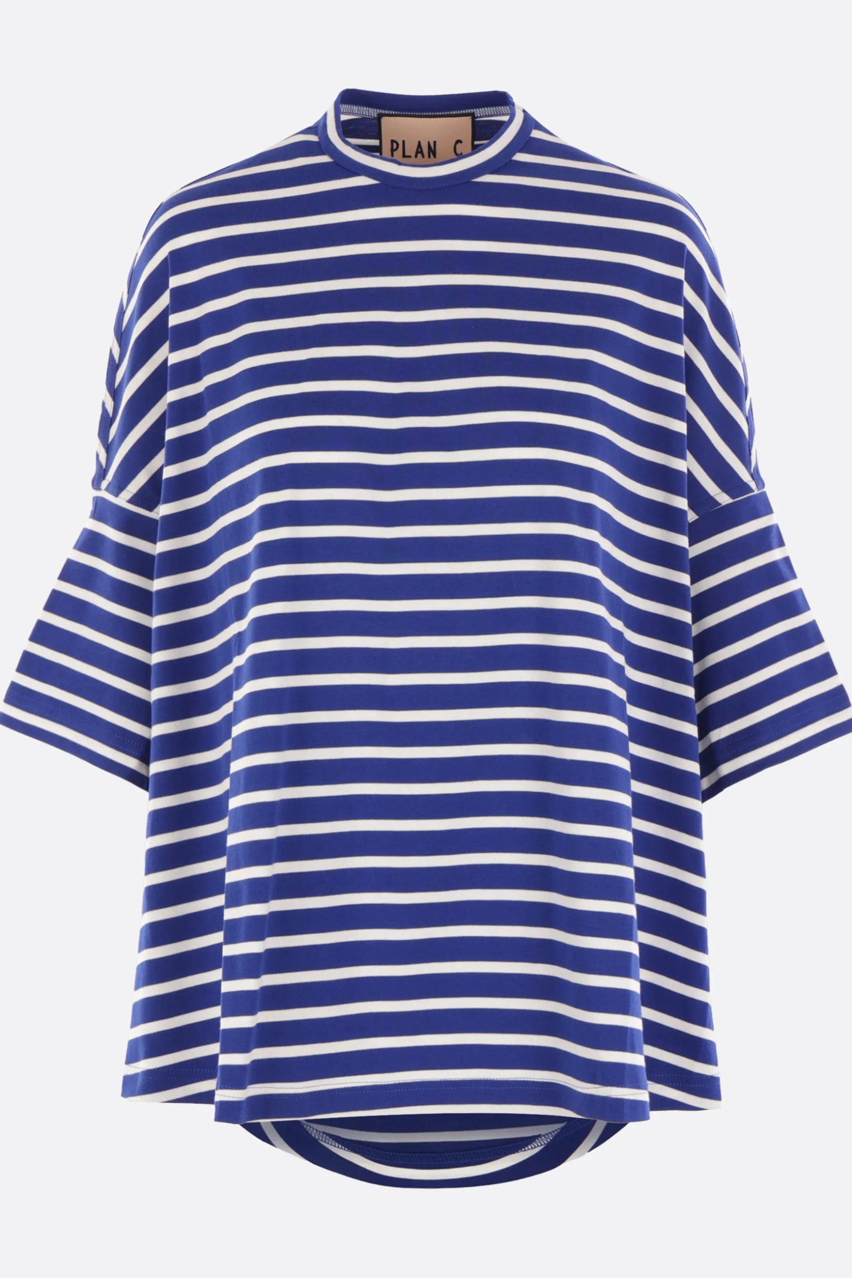 Topwear>PLAN C t-shirt oversize in jersey a righe Blu