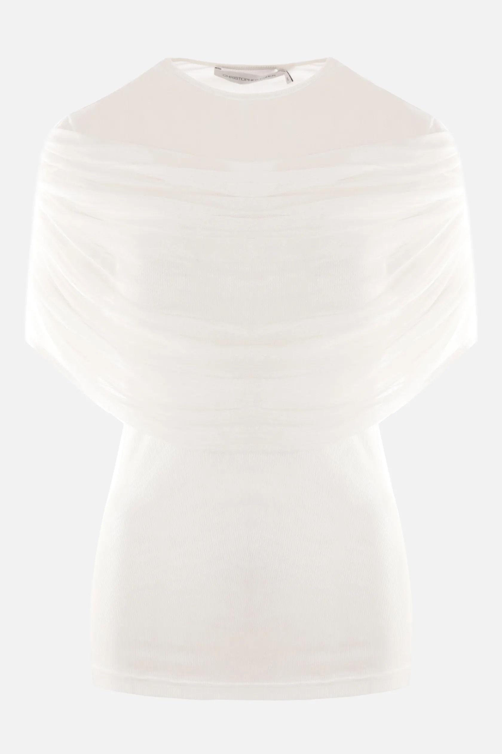 Topwear>CHRISTOPHER ESBER t-shirt Sonora Veiled in jersey a costine Bianco