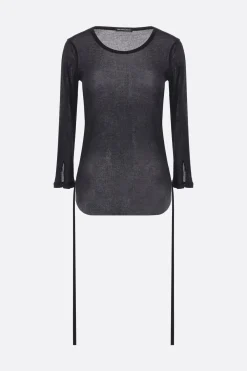 Topwear>ANN DEMEULEMEESTER t-shirt Trina in jersey a costine con coulisse Nero